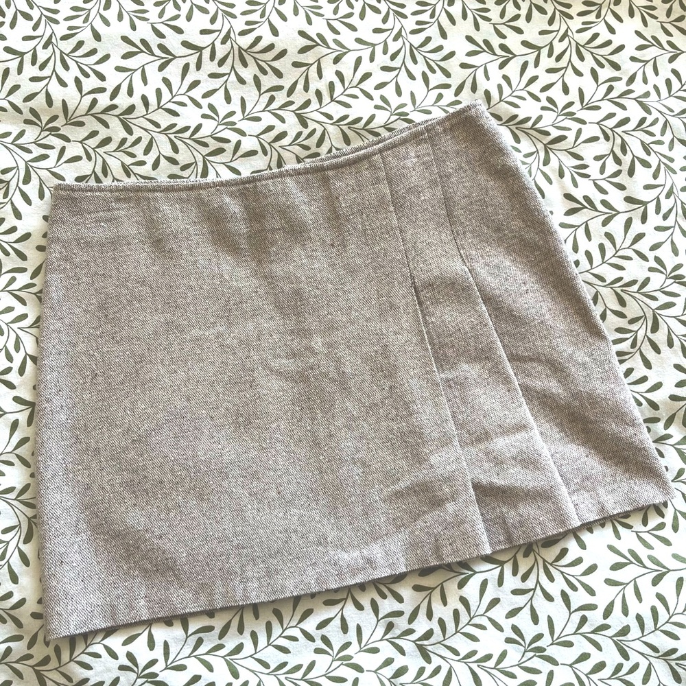 Beige Pleated Mini Skirt